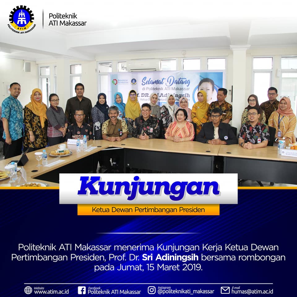 Ketua Dewan Pertimbangan Presiden Apresiasi Politeknik ATI Makassar