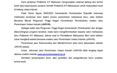 PENGUMUMAN PENERIMAAN MAHASISWA BARU 2020/2021
