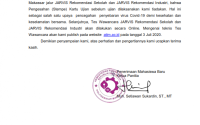 Pengumuman Pengesahan Kartu Ujian